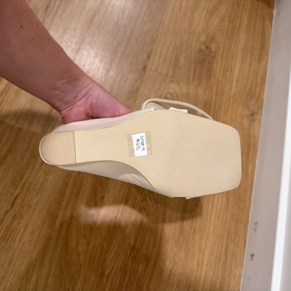 Elegant Cream Wedge Sandals - Picture 5 of 7